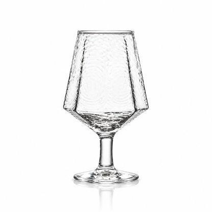 Set of 6 hammered glass goblets 435 ml on white marble