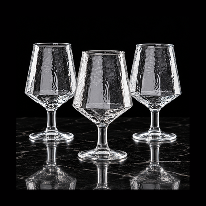 Hammered goblets on black marble