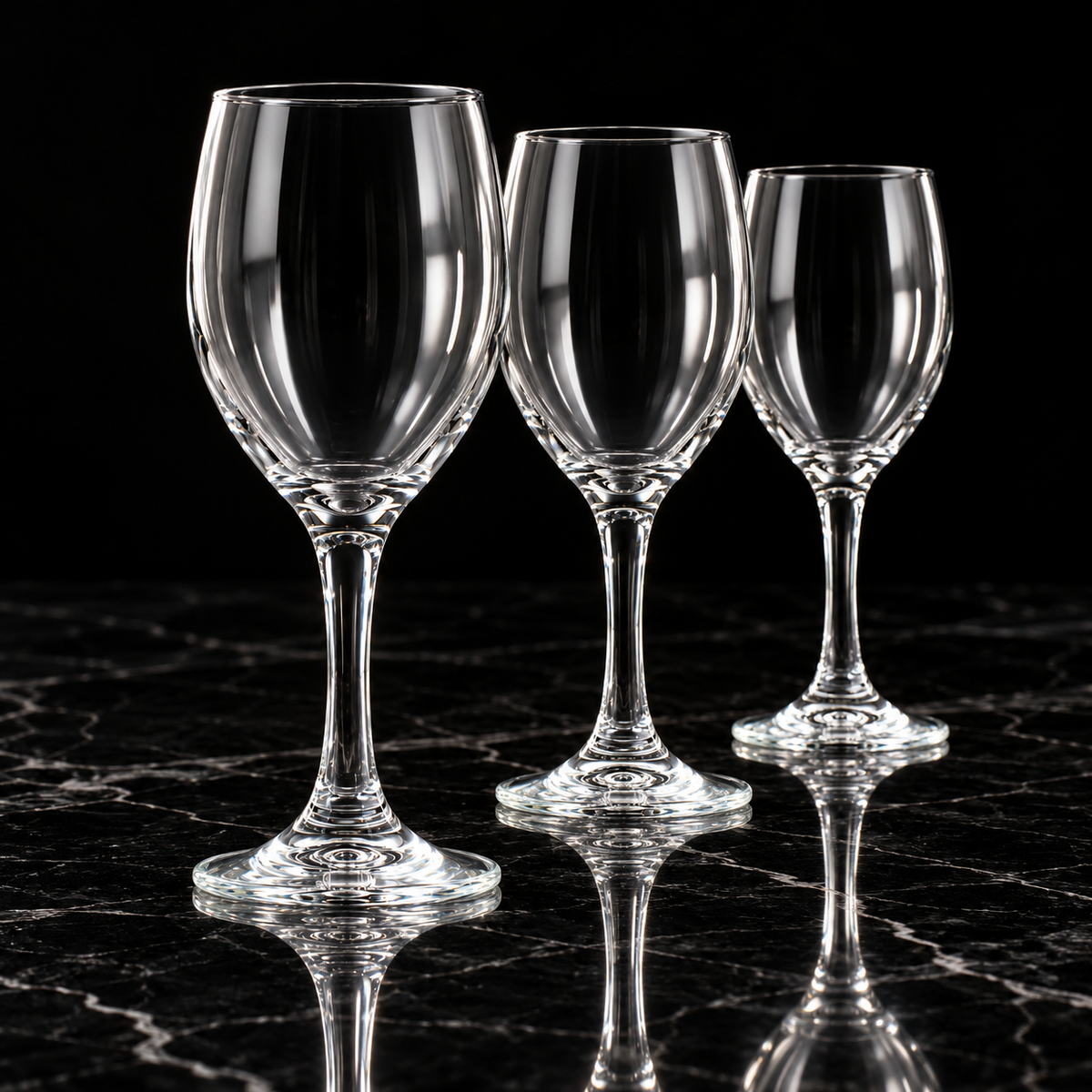 Wine Glasses on black marble