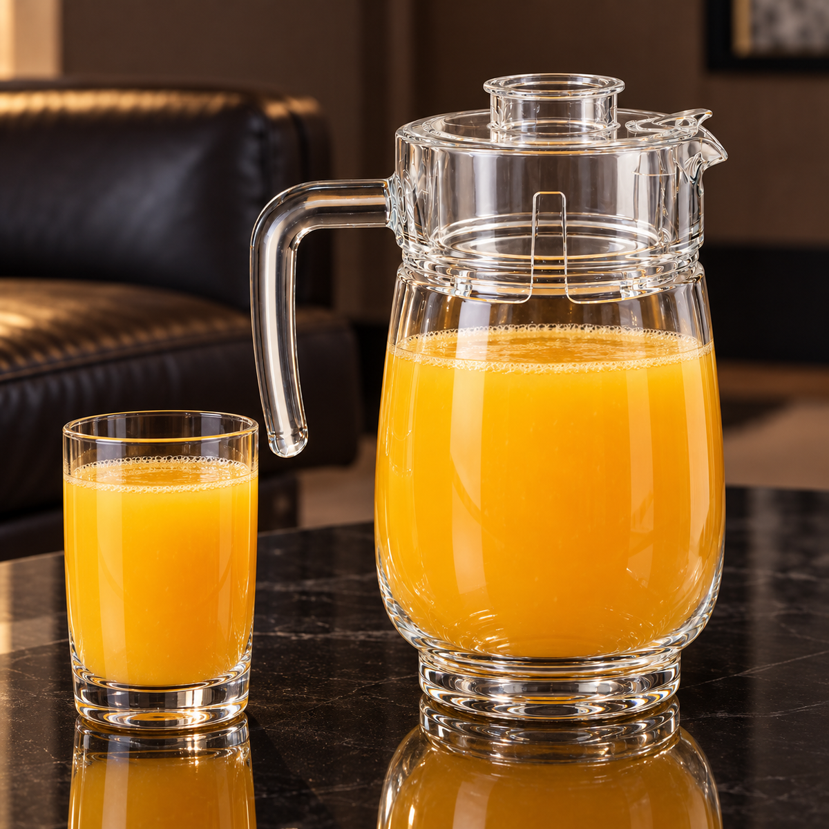 Glass Jug with Lid in a living room