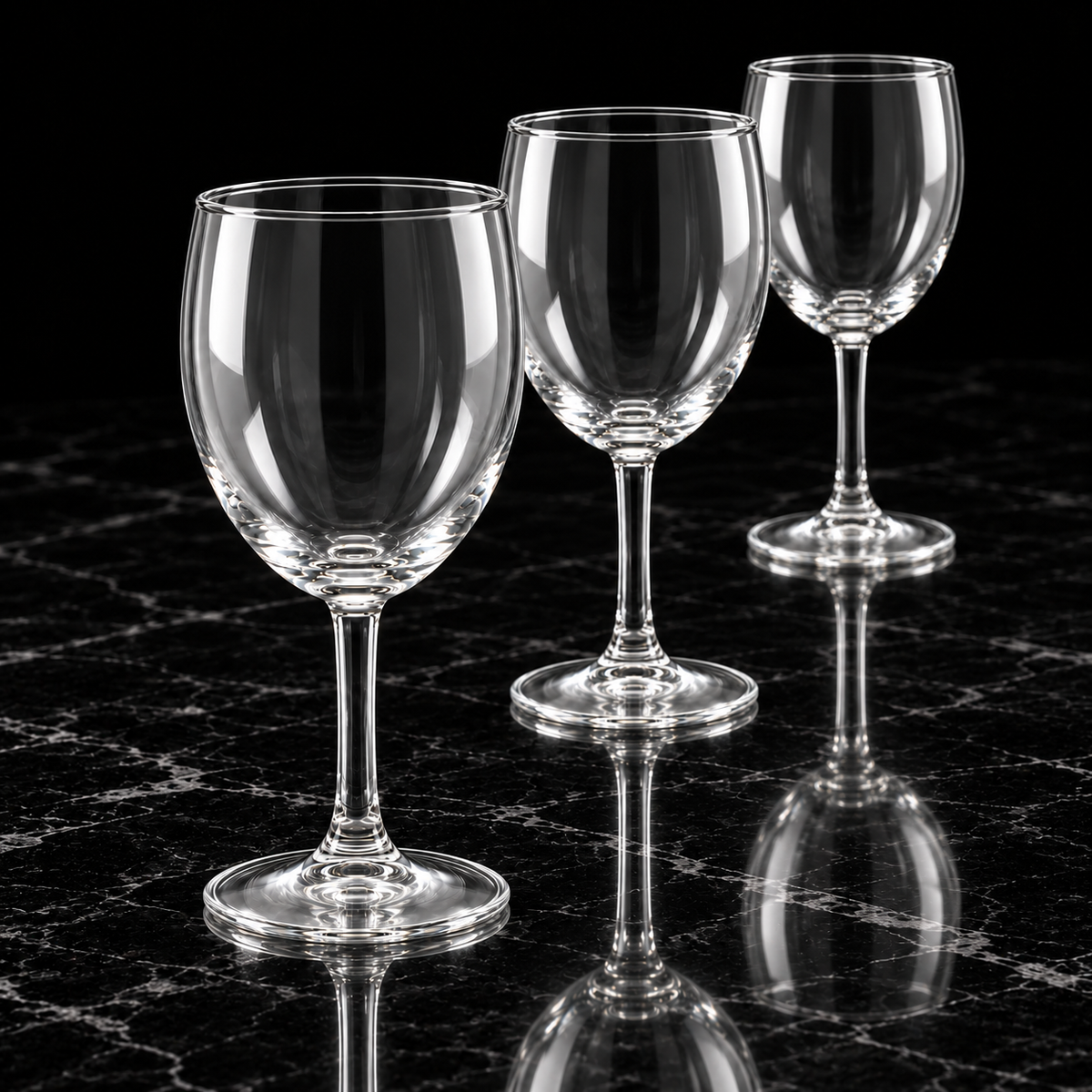 Wine Glasses on black marble