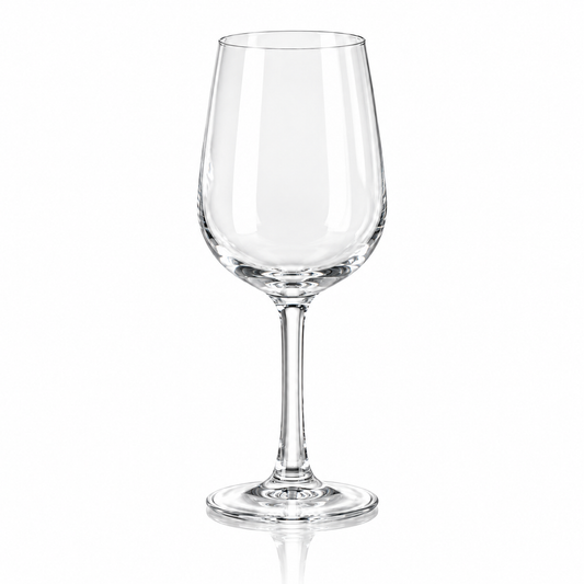 Set of 6 clear wine glasses 250 ml on white marble
