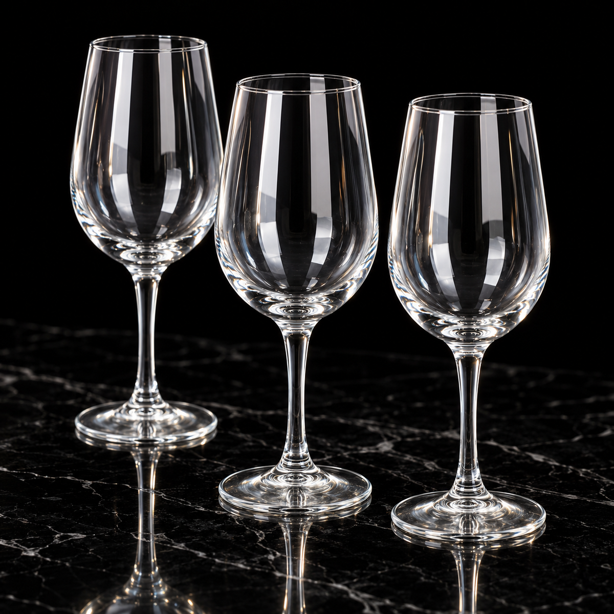 Wine Glasses on black marble