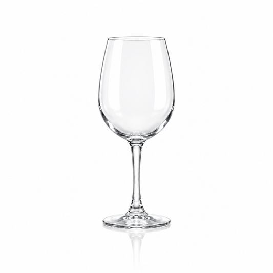 Set of 6 clear wine glasses 350 ml on white marble
