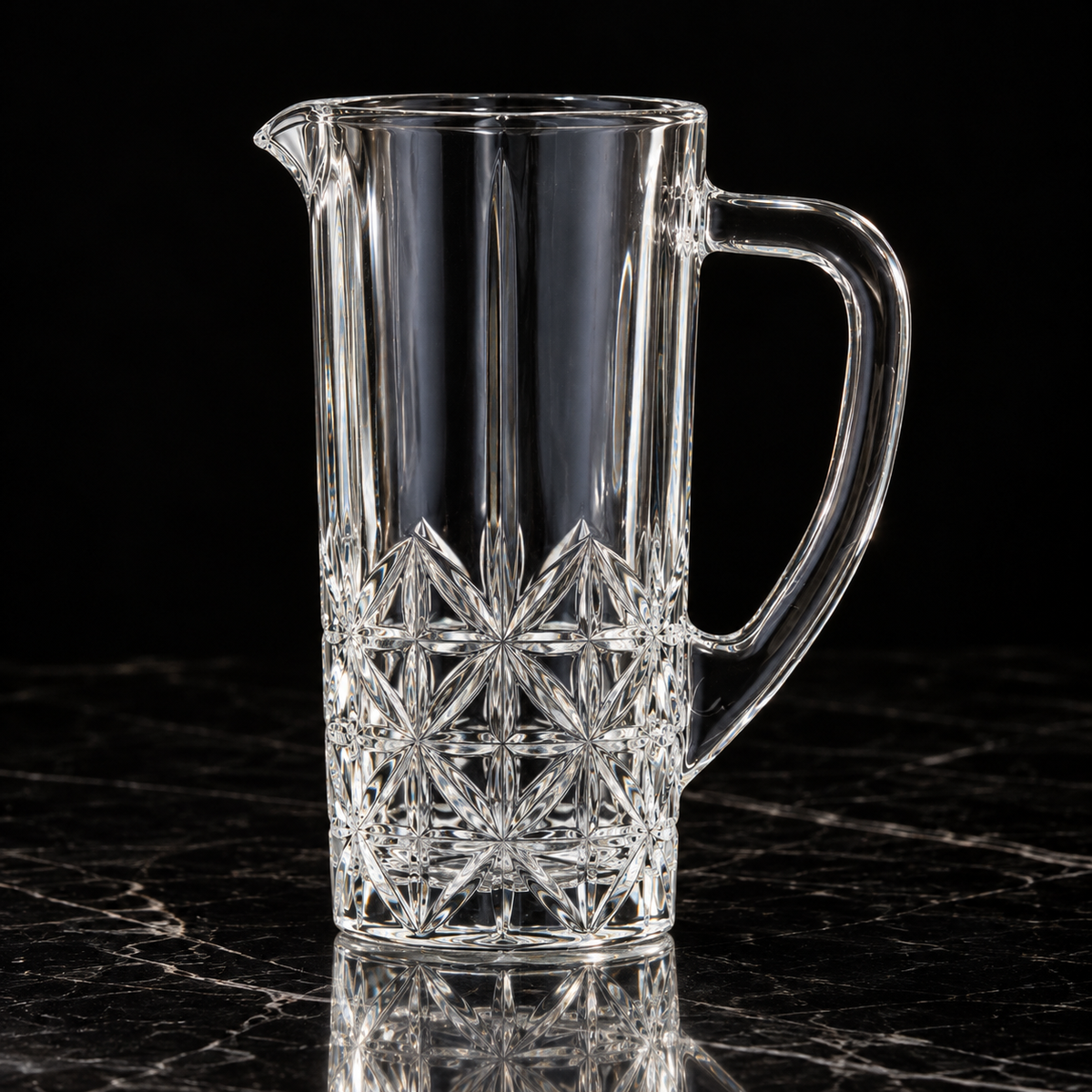 Crystal jug set on black marble
