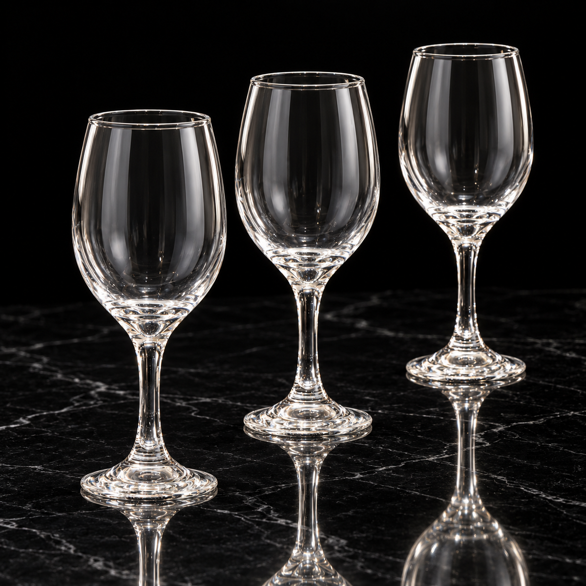 Wine Glasses on black marble