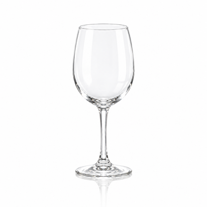 Set of 6 clear wine glasses 465 ml on white marble