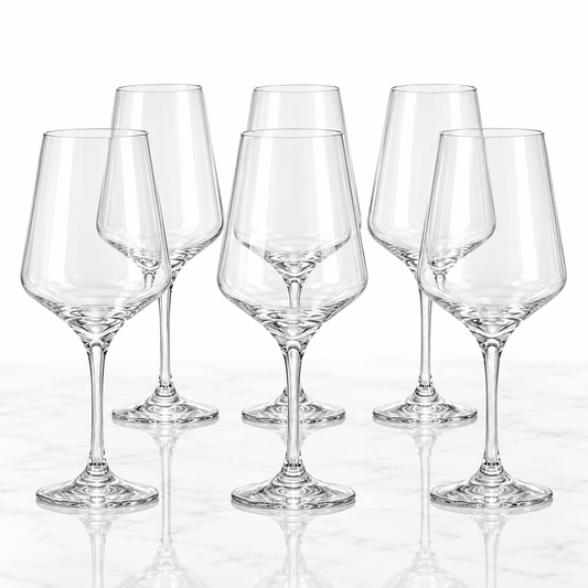 Large clear tulip wine glasses 430 ml, set of 6