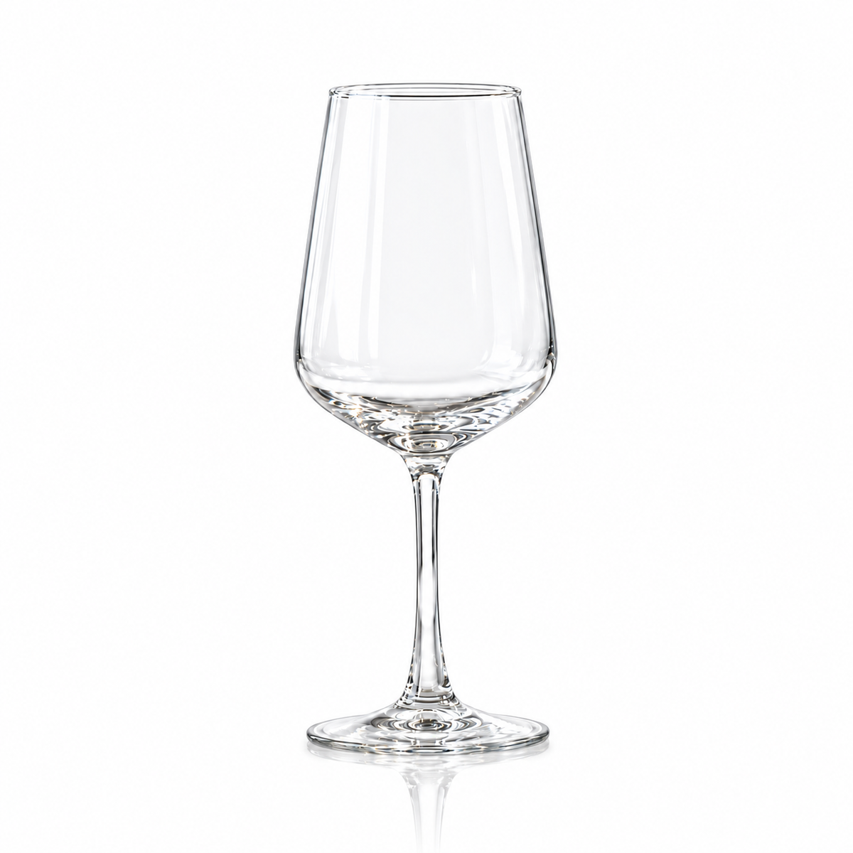 Set of 6 clear wine glasses 350 ml on white marble