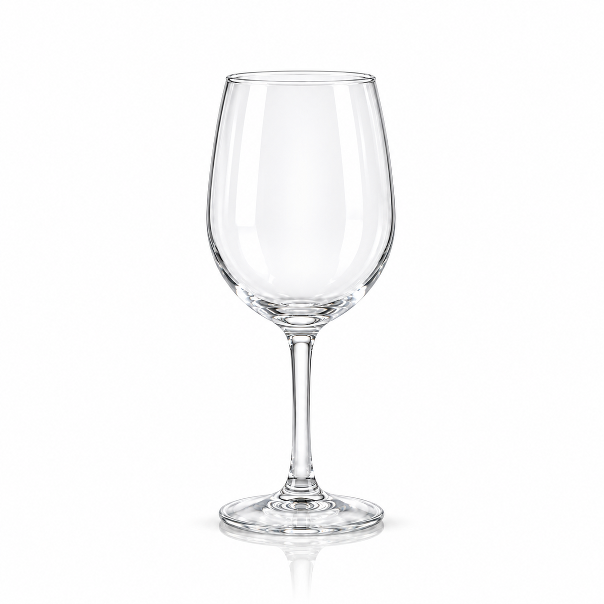 Set of 6 clear wine glasses 450 ml on white marble