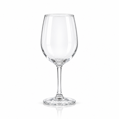 Set of 6 clear wine glasses 450 ml on white marble