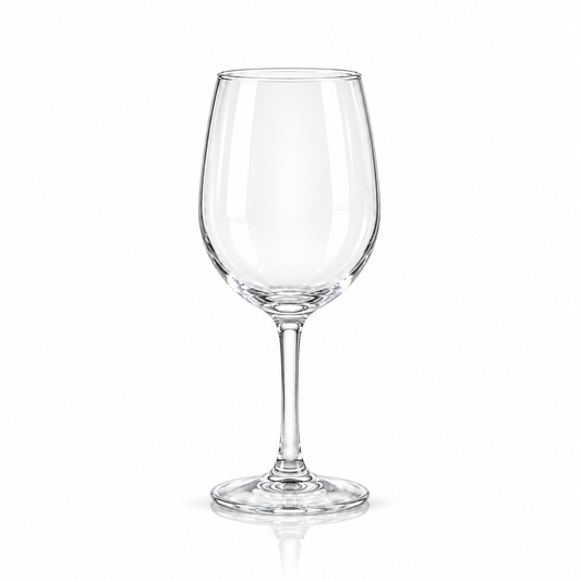 Set of 6 clear wine glasses 450 ml on white marble