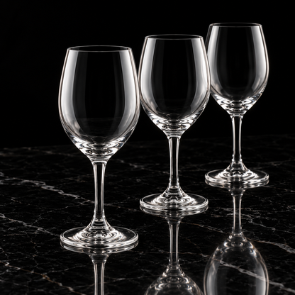Crystal Wine Glasses on black marble