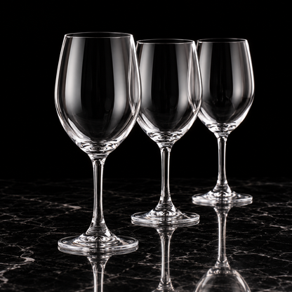 Crystal Wine Glasses on black marble