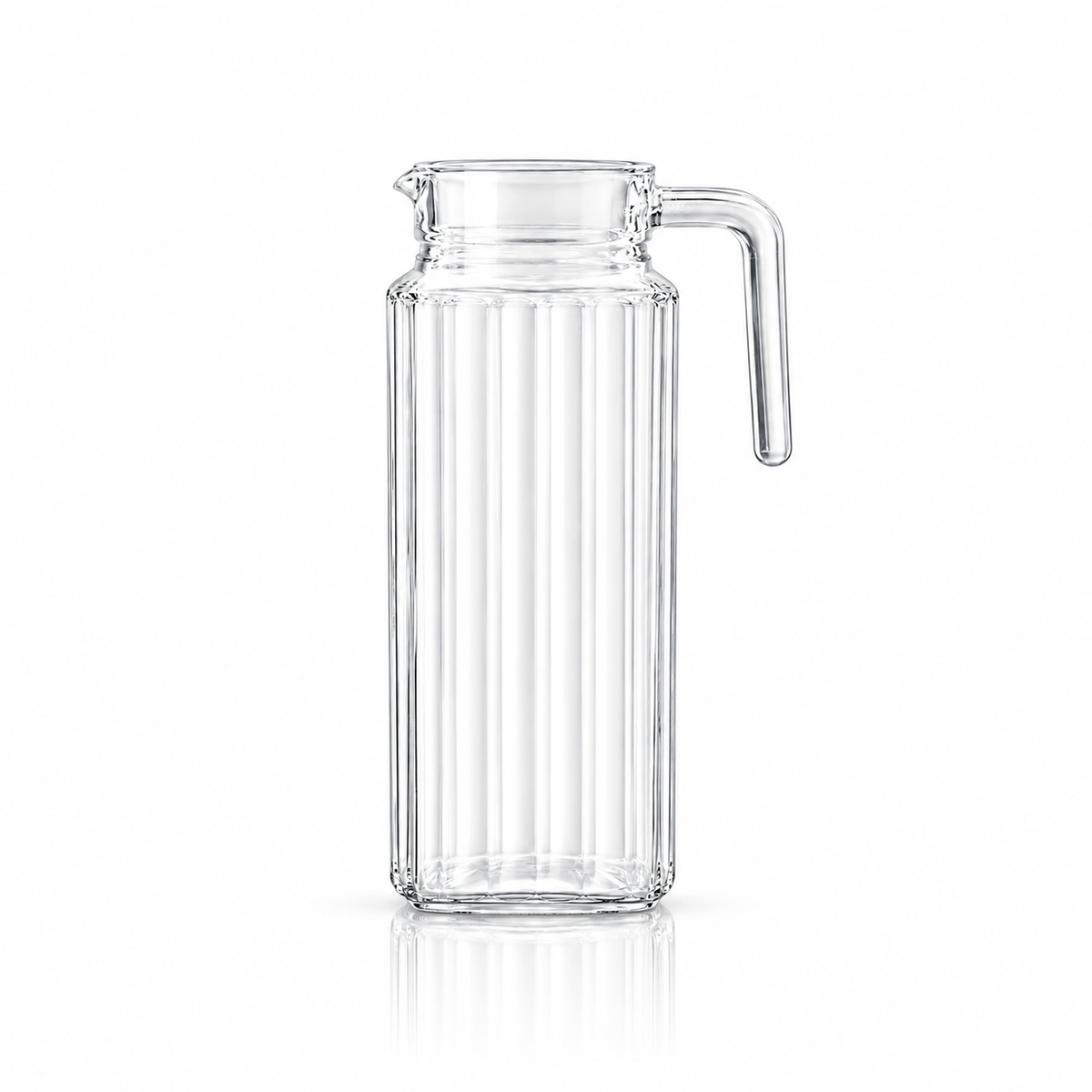 J-701 ribbed glass fridge jug with lid on white