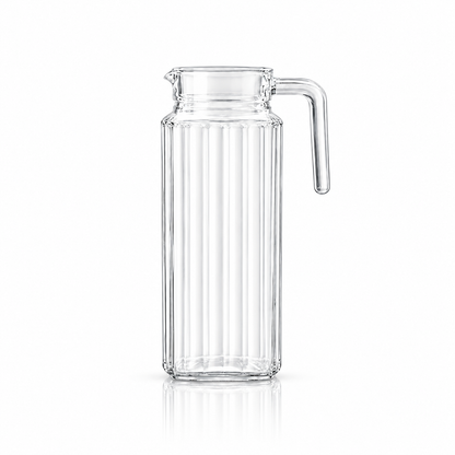 J-701 ribbed glass fridge jug with lid on white