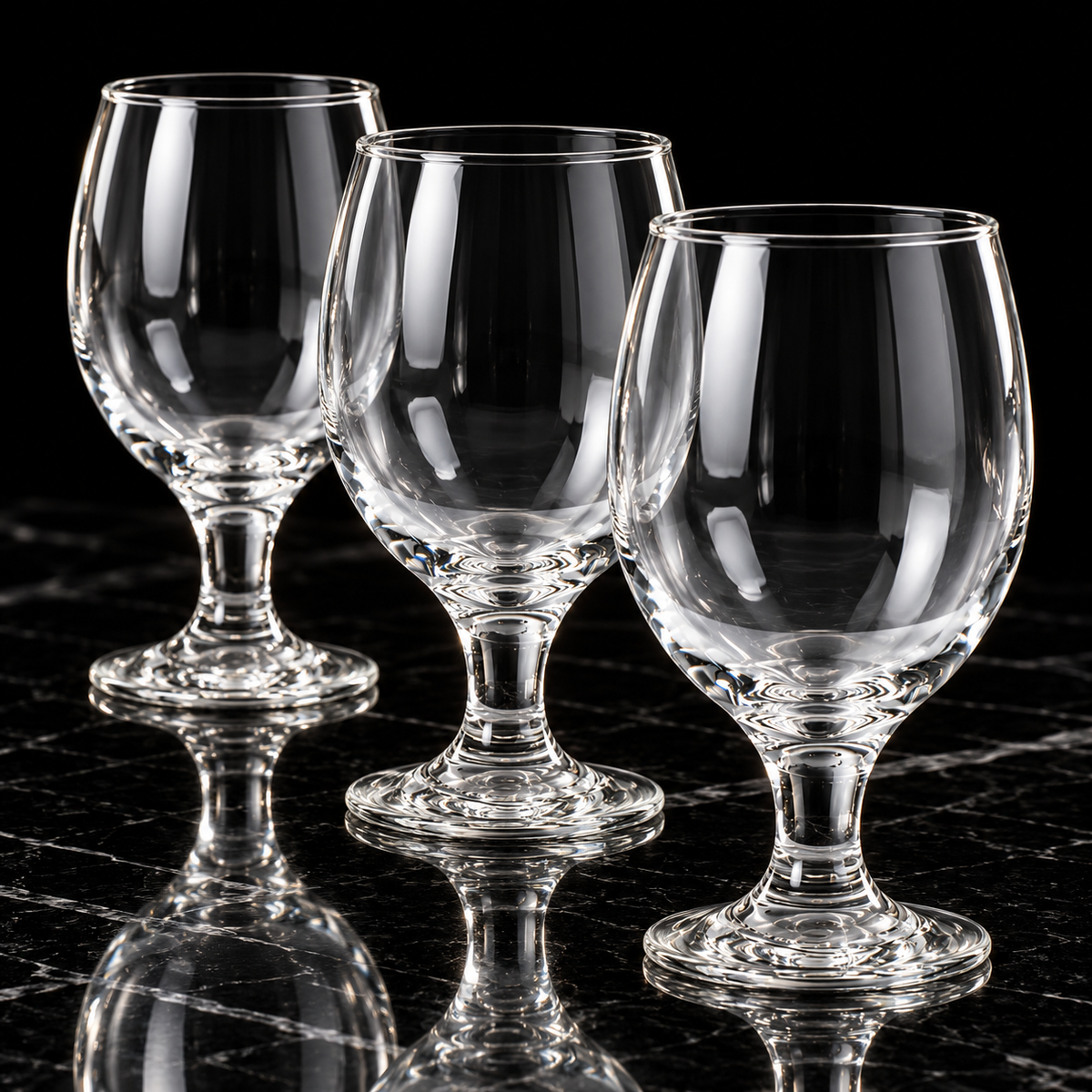 Wine Glasses on black marble