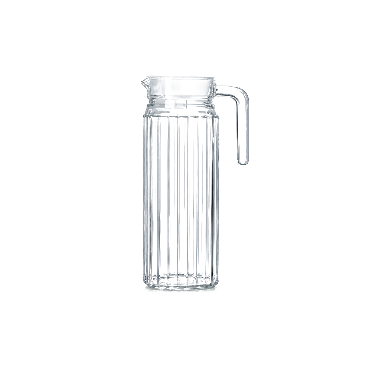J-702 ribbed glass fridge jug with lid on white