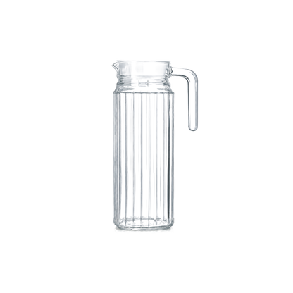 J-702 ribbed glass fridge jug with lid on white