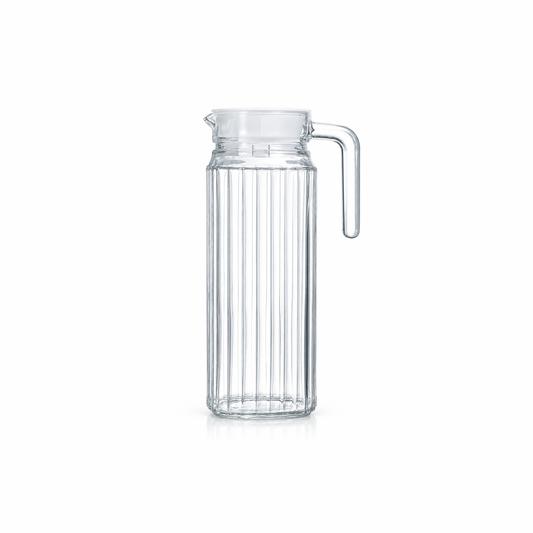 J-702 ribbed glass fridge jug with lid on white