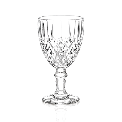Set of 6 cut crystal goblets 340 ml on white marble