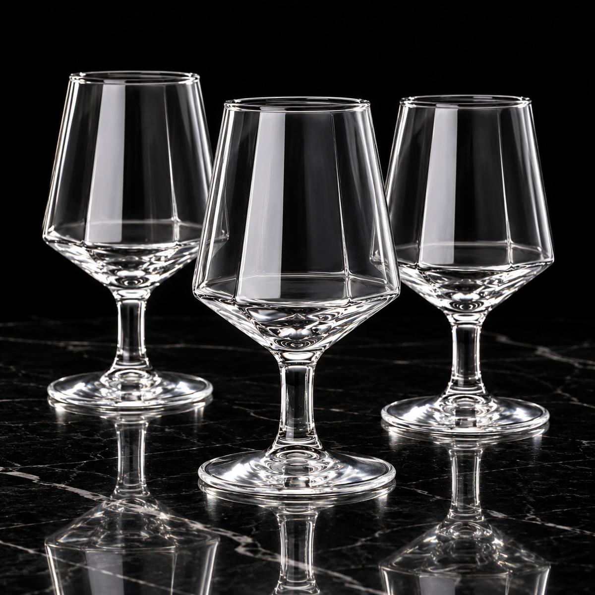 Wine Glasses on black marble