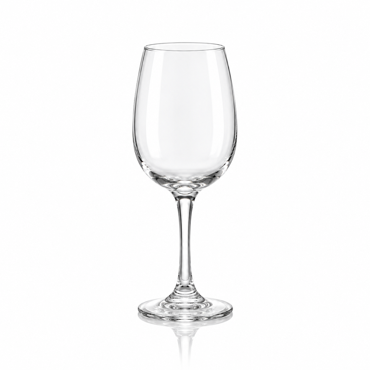 Set of 6 clear wine glasses 300 ml on white marble