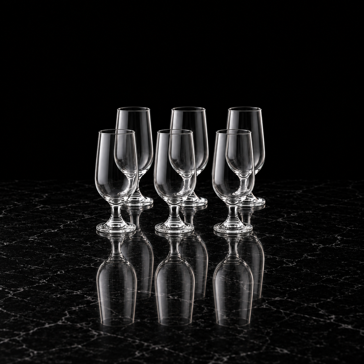 J-709 set of 6 glasses on black marble