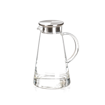 Glass water jug with steel lid