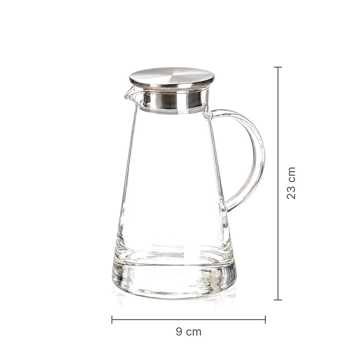 Glass water jug with steel lid set