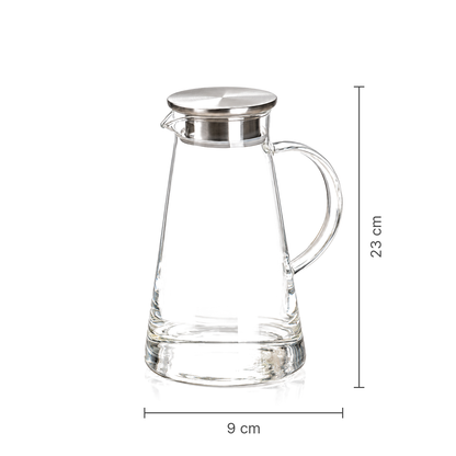 Glass water jug with steel lid set