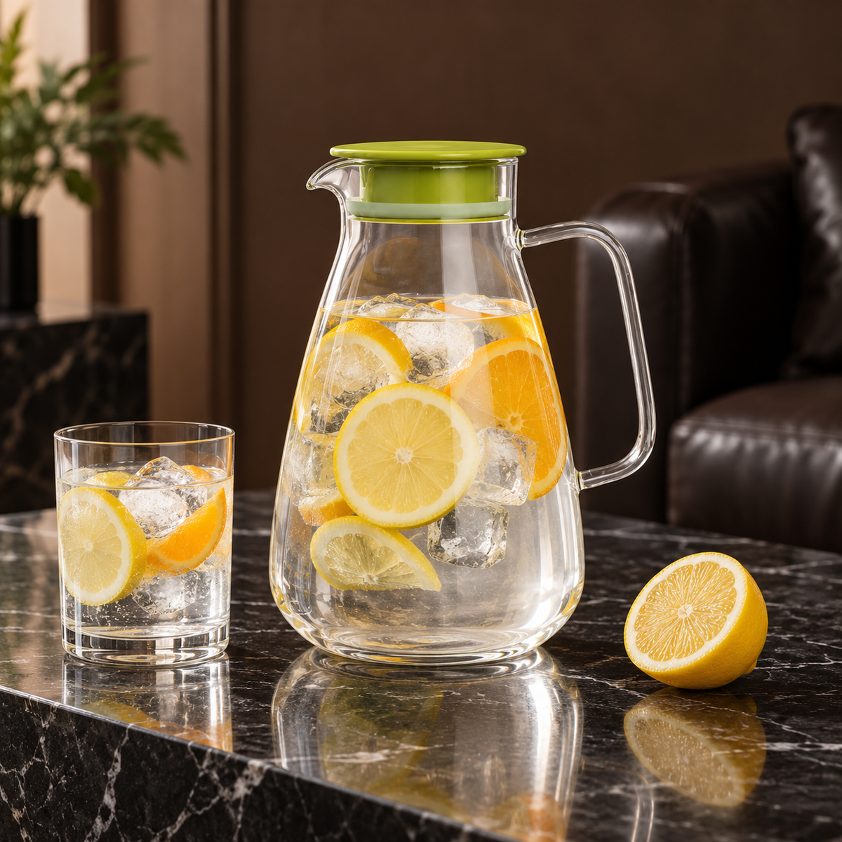 J-713 glass jug with citrus water