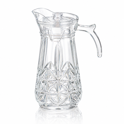 J-716 star cut glass jug with lid on white