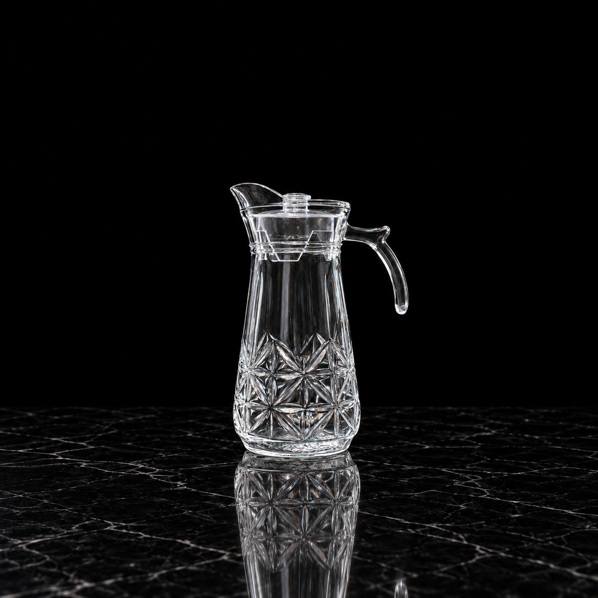 J-716 glass jug on black marble