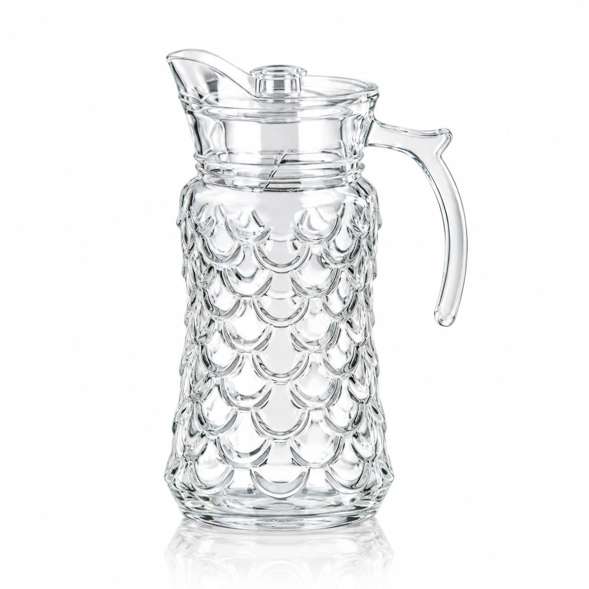 J-717 fish-scale glass jug with lid on white