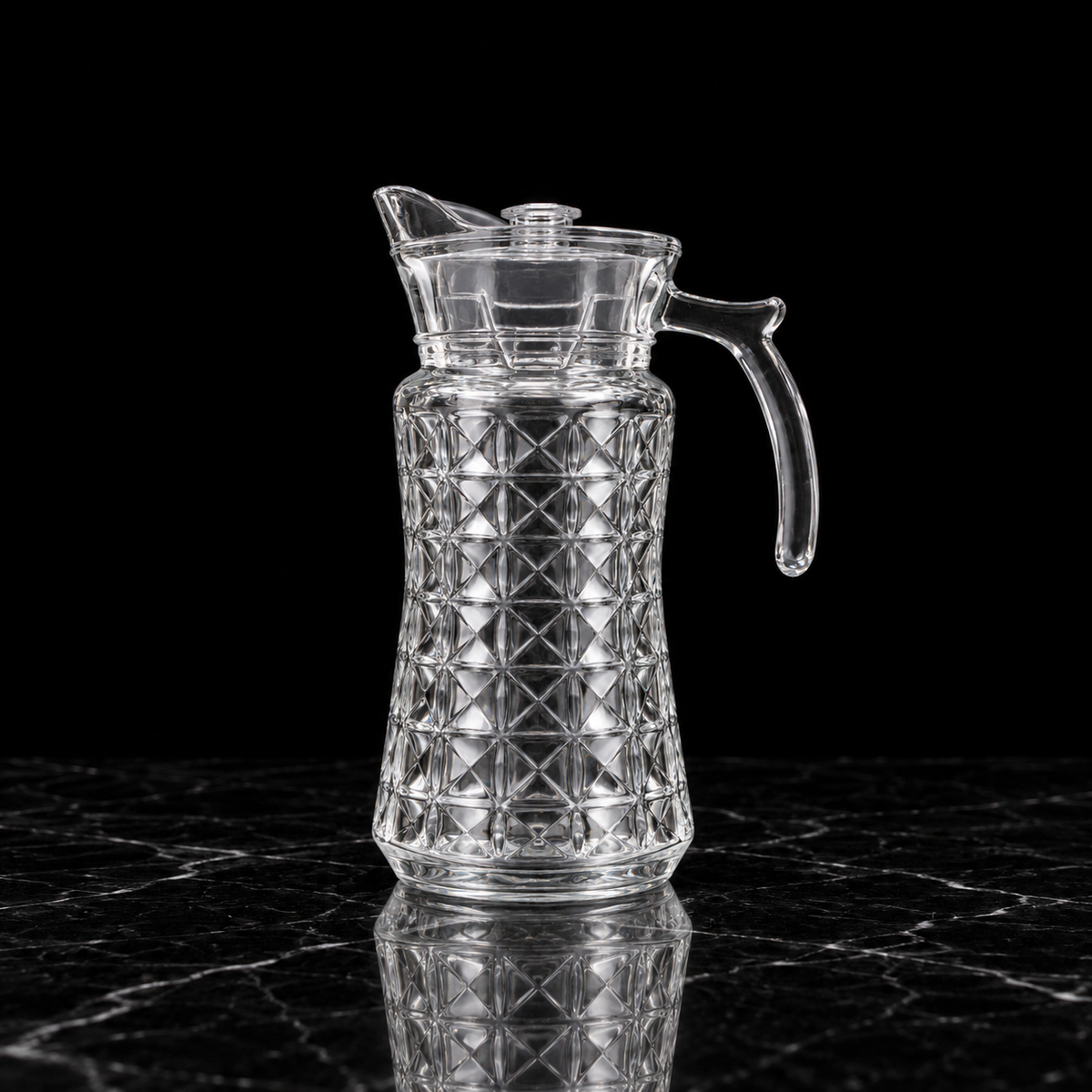 J-718 glass jug on black marble