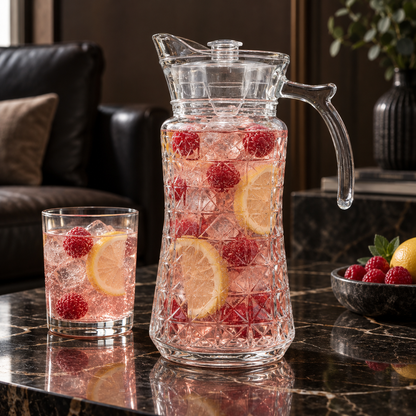 J-718 glass jug with raspberry lemonade