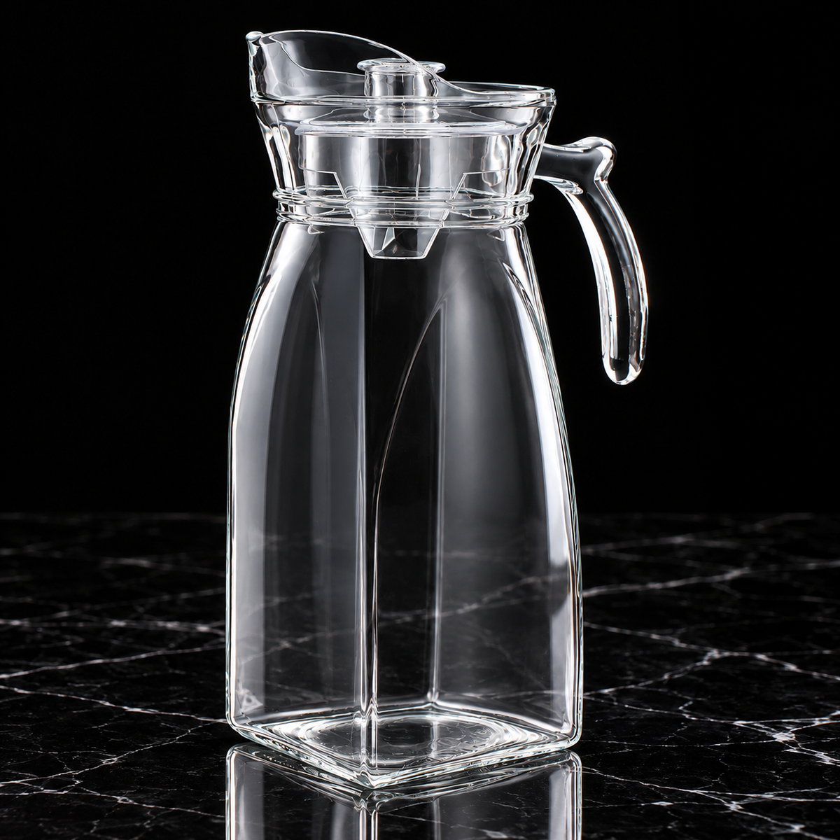 Glass Jug With Lid on black marble