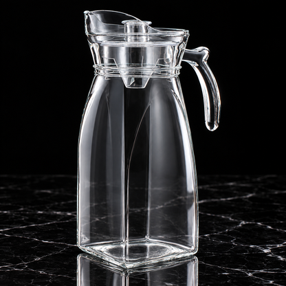 Glass Jug With Lid on black marble