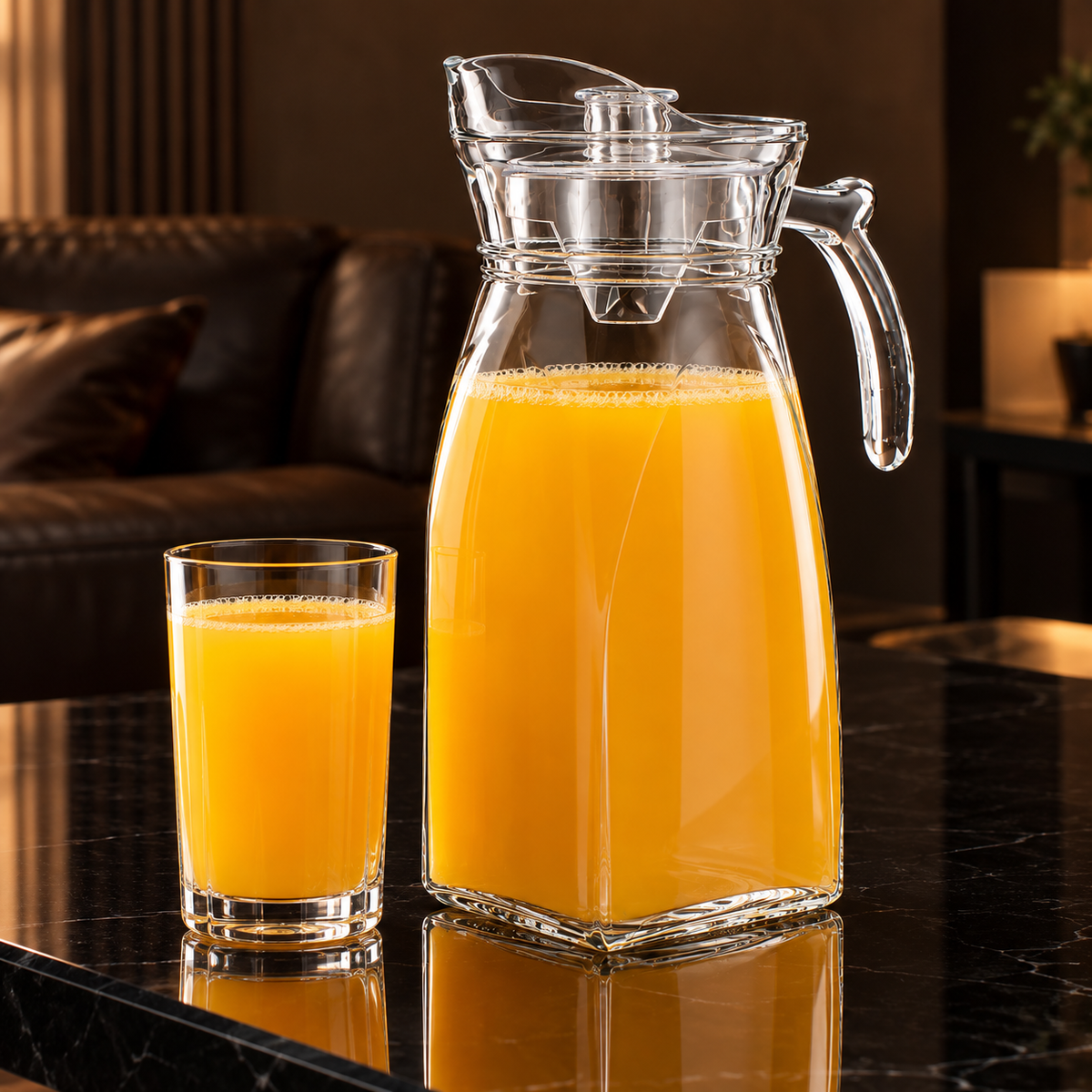 Glass Jug With Lid in a living room