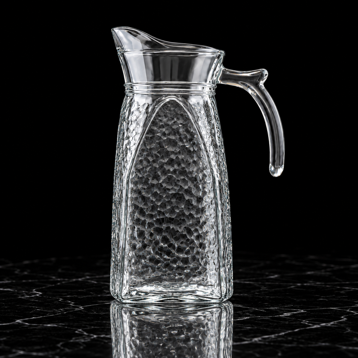 Glass Jug With Lid on black marble
