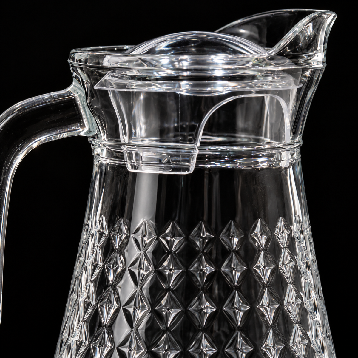 Glass jug diamond pattern close-up