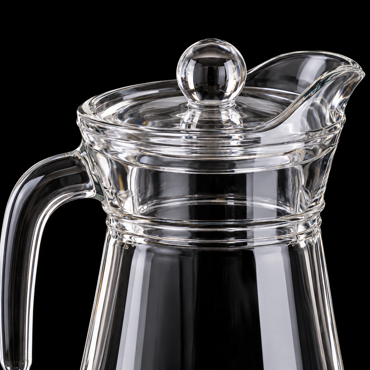 Glass jug lid close-up