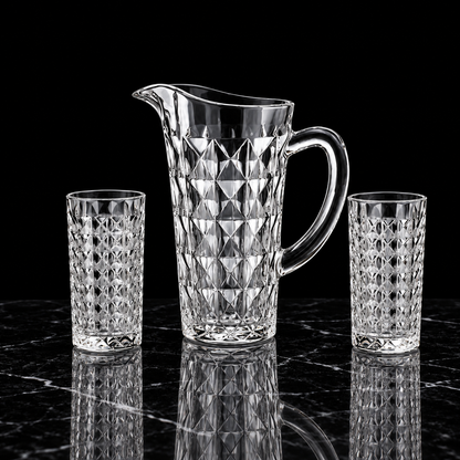 J-801 jug and tumblers on black marble
