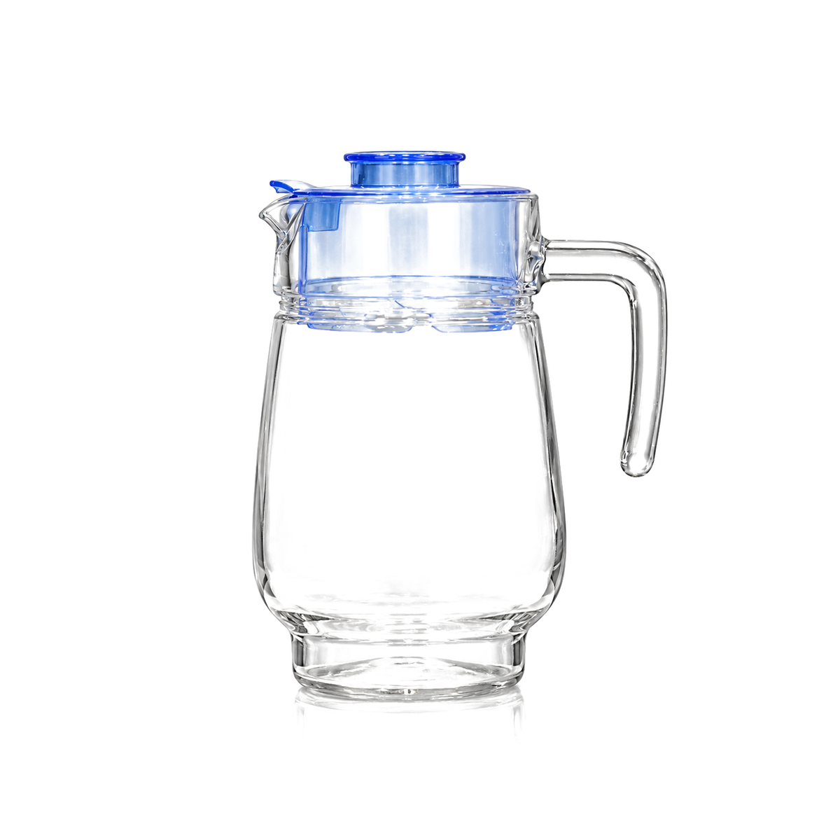 Glass jug set with blue lid