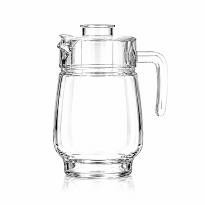 J-806 clear glass jug set with 6 tumblers on white