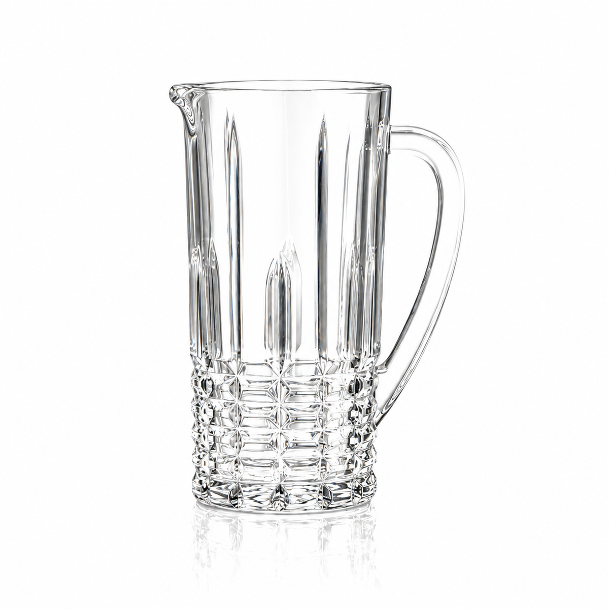 J-808 cut glass jug set with 6 tumblers on white