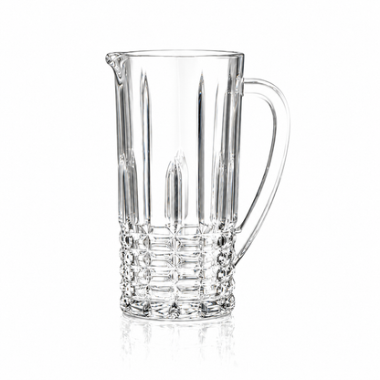 J-808 cut glass jug set with 6 tumblers on white