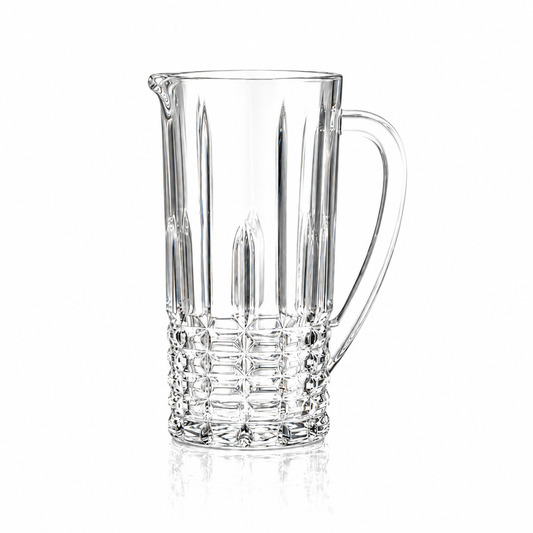 J-808 cut glass jug set with 6 tumblers on white