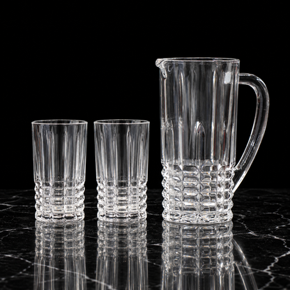 J-808 jug and tumblers on black marble